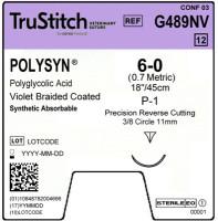 TruStitch PolySyn 6-0 Violet 18", P-1 Precision Reverse Cutting 11mm 3/8C
