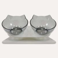 Ergonomic Double Bowl Cat Feeder