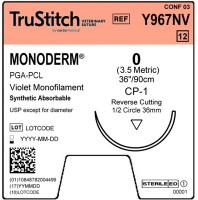 TruStitch Monoderm 0 Violet 36", CP-1 Reverse Cutting 36mm 1/2C